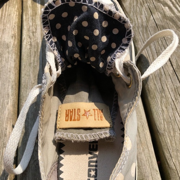 ALL STAR Converse Sneakers Gray/Blue Polka Dots / Double Tongue Women's Size 7 - Picture 11 of 13